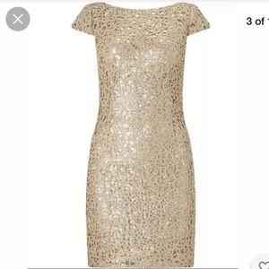 Adrianna Papell gold sheath dress
